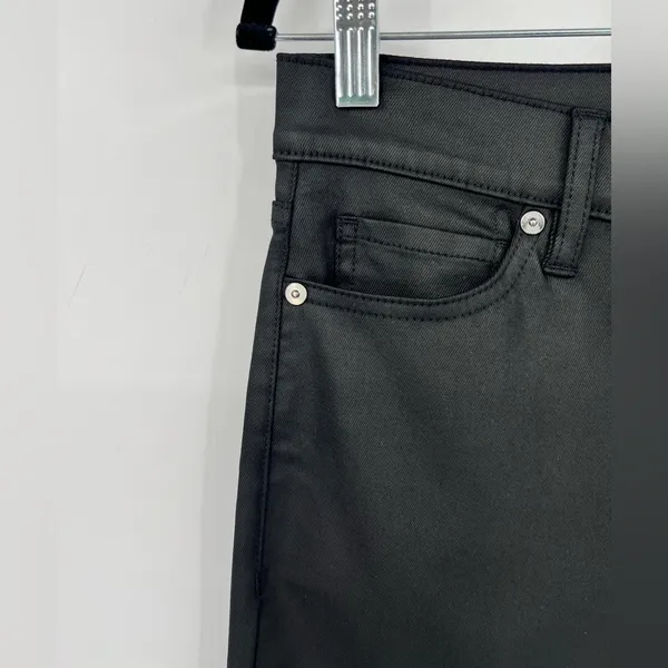 🆕 NWT Banana Republic High Rise Straight Leg Ankle Jeans Wax Coated Black Sz 26 - Image 13