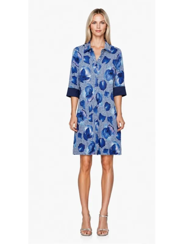 NWT Revolve x Perlavera Neil Button Down Shirt Dress in Watercolor Blue Floral - Image 9