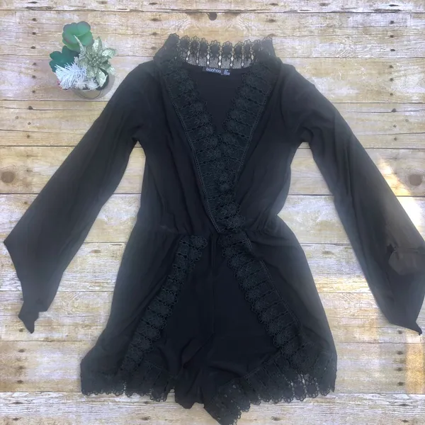 Boohoo Black Lace Stretch Romper - Image 7
