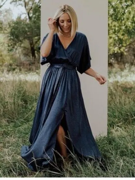 Baltic Born Savannah Print Navy Blue Kimono Animal Print Embossed Maxi Dress XXL - Image 8