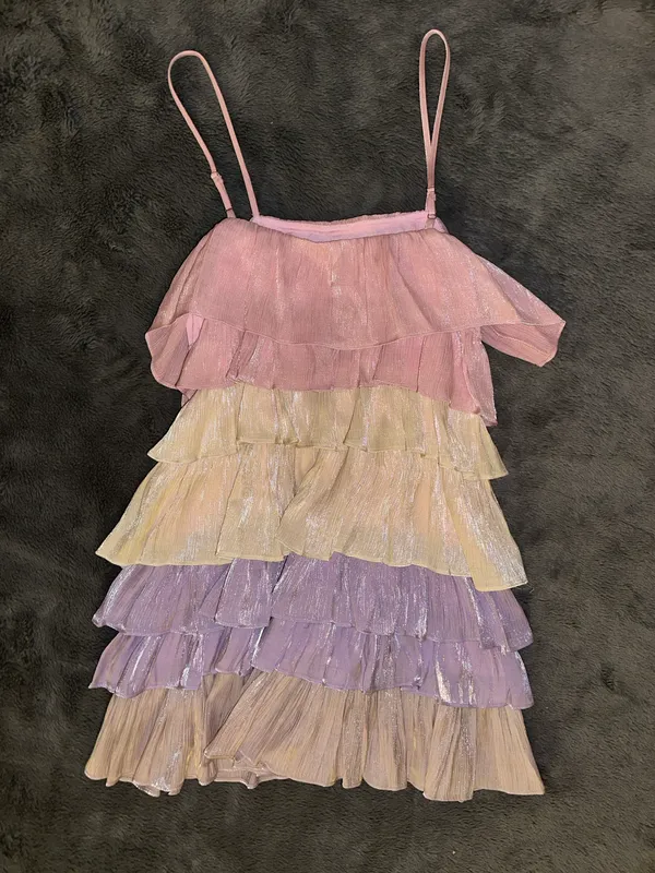 Francesca's Shimmer Ruffle Dress - Image 3
