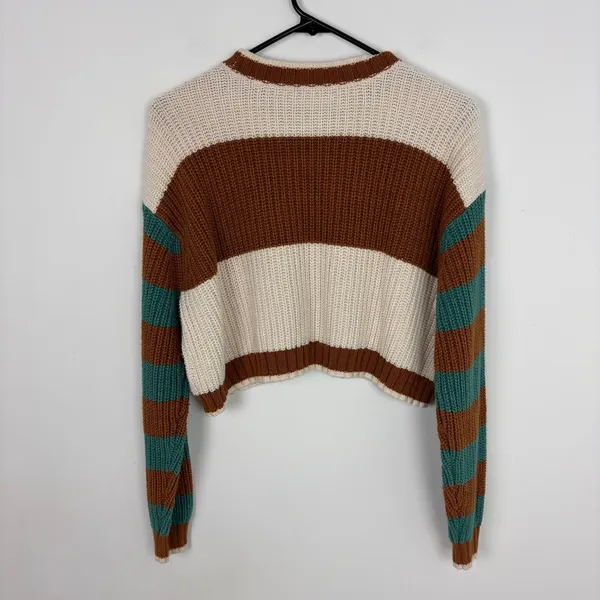 American Eagle Mixed Stripe Boxy Cropped Sweater Pullover Ginny & Georgia XS - Image 8