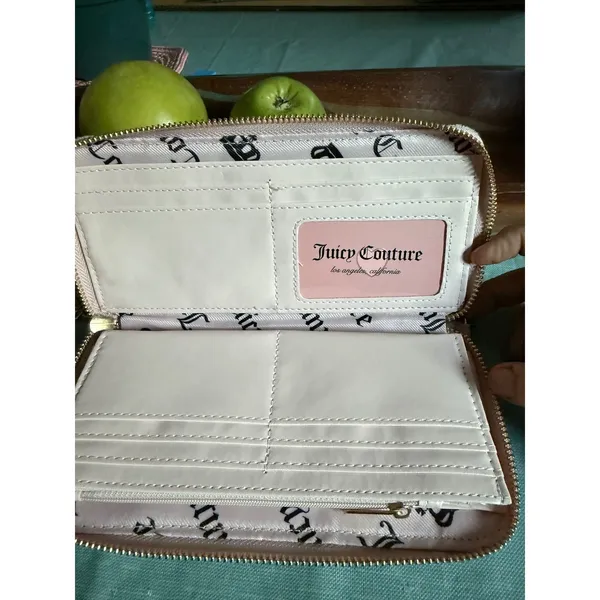 Juicy Couture Sugar Rush Large Zip Around Wallet Frosty Green Terry Cherry Charm - Image 8
