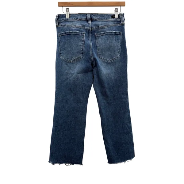 Liverpool LA Crop Flare Jeans‎ Womens 8/29 Blue Raw Hem Distressed Stretch Denim - Image 2