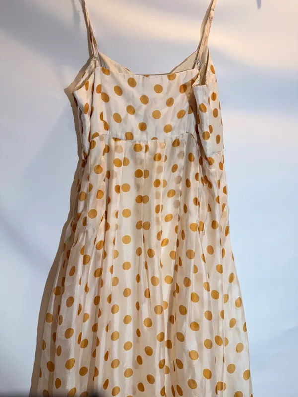 En Saison Ava Gold Polka Dot Ruffle Puff Sleeve Midi Dress Size Medium - Image 13