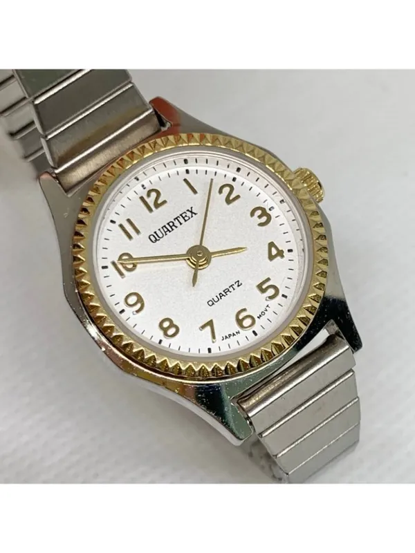 vintage Quartex quartz women watch 22mm two tone stretch band size 5.7” running - Image 2