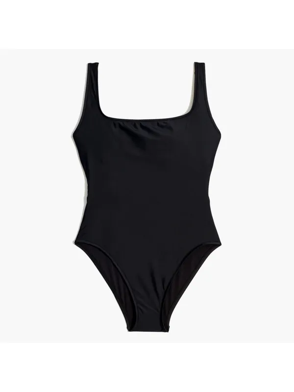 New Madewell Large Second Wave Square Neck Black One Piece Sustainable Swimsuit - Image 4