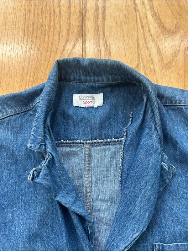 VTG 80s 90s Calvin Klein Sport Denim Jumpsuit Boiler Suit Womens Large Unisex M - Image 6
