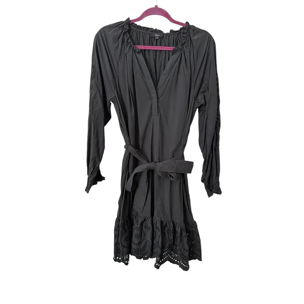 RAILS Saylor Eyelet Belted Mini Dress Black Medium - Image 2