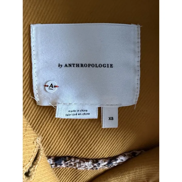 ANTHROPOLOGIE Nora‎ Flounce-Sleeved Trucker Jacket Golden Yellow Women's Size XS - Image 9