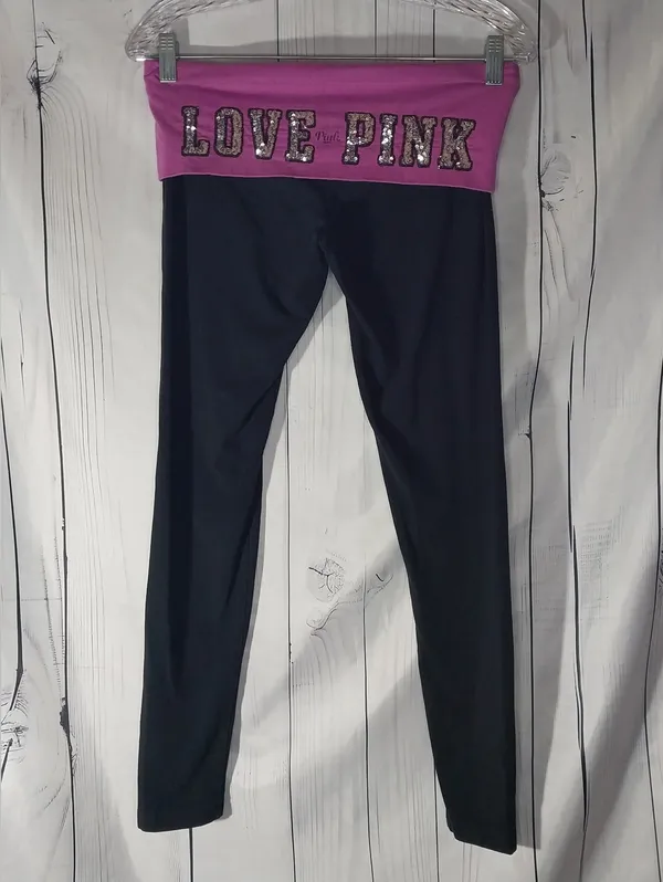 Victoria's Secret PINK Fold Over Yoga Y2K Retro Casual Leggings - Image 2