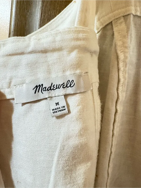 Madewell Linen Blend White Midi Dress - Image 6