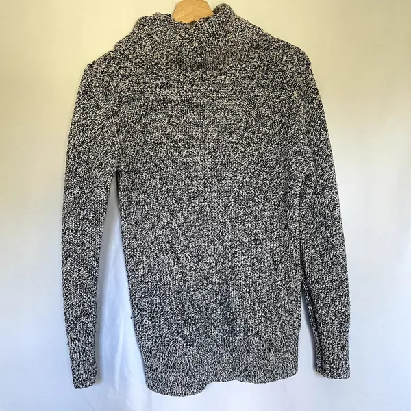Abercrombie &‎ Fitch black white knit turtleneck sweater women's size large - Image 7
