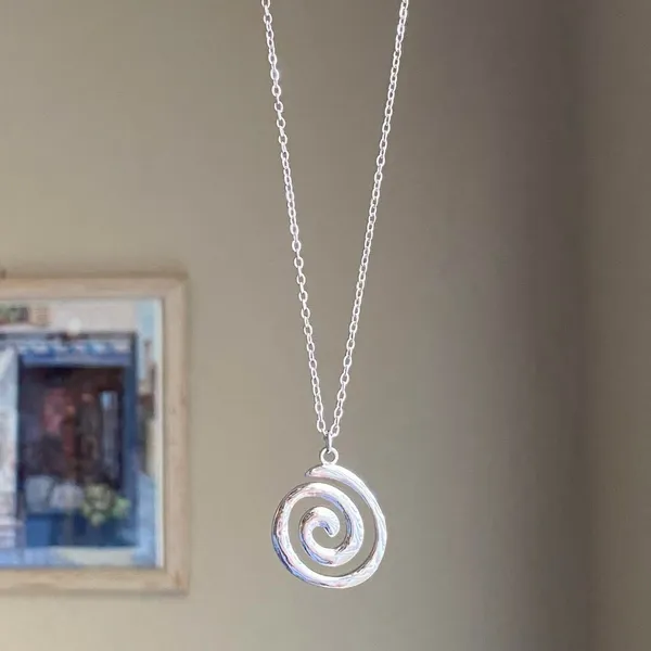 Handmade fully stainless steel spiral swirl uzumaki funky boho grunge style necklace🌀 - Image 2