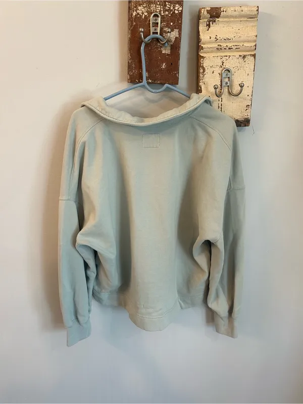 Abercrombie & Fitch Soft A & F Collared Polo Sweatshirt | Seafoam Green - Image 3