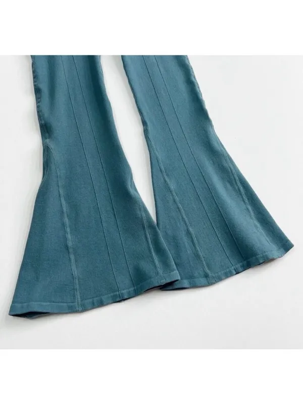 Free People FP Movement Go To Cropped Flares Size xs/small. Color Teal - Image 7