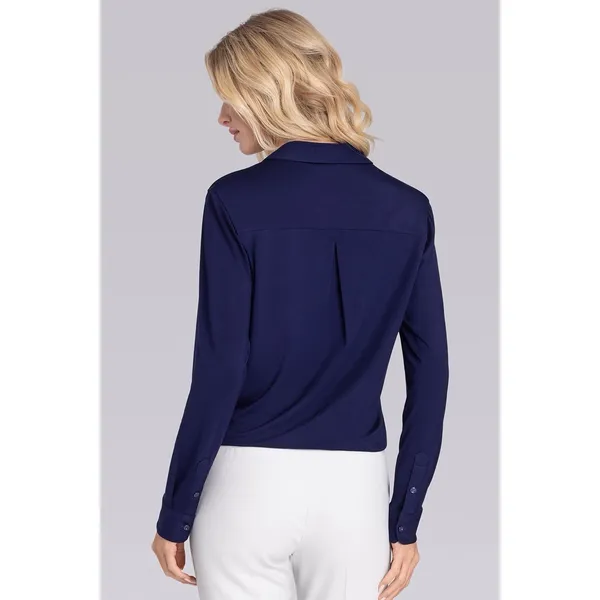Buttercloth Pre-Tucked Fit Shirt Medium Navy Blue Icy‎ Cotton Button Up Collared - Image 2