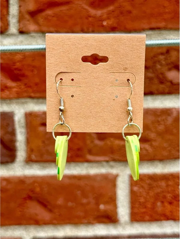 Handmade Polymer Clay Earrings Blocks of Green - Image 3