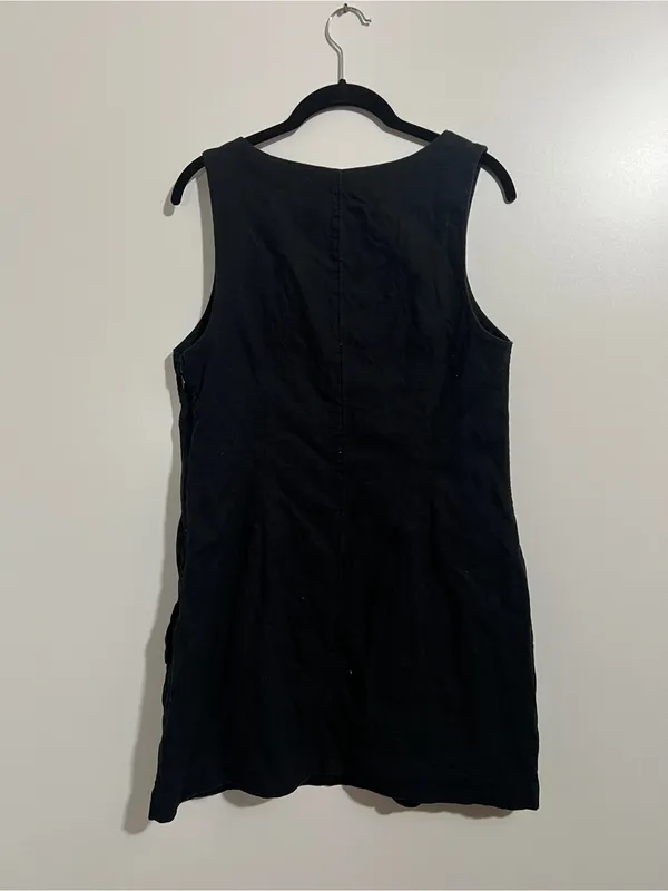 A&F Wide Strap Linen-Blend Mini Dress Black Size Medium with Pockets - Image 4