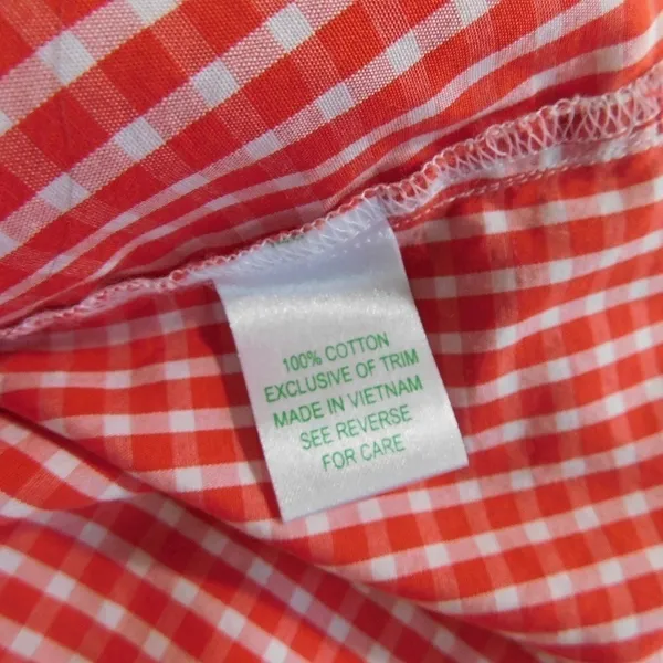 LILLY PULITZER Red White Blue Gingham Plaid Ruffled Buttondown Top Blouse Size 6 - Image 9