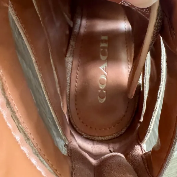 Coach Paisley Cowboy Boots Western Lace Up Studs Monogram Logo Cage Women 10B - Image 12