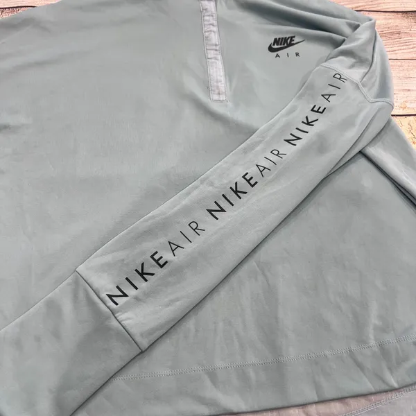 Nike Air Womens Quarter Snap Long Sleeve Running Top Sage Green Thumbholes - Image 8