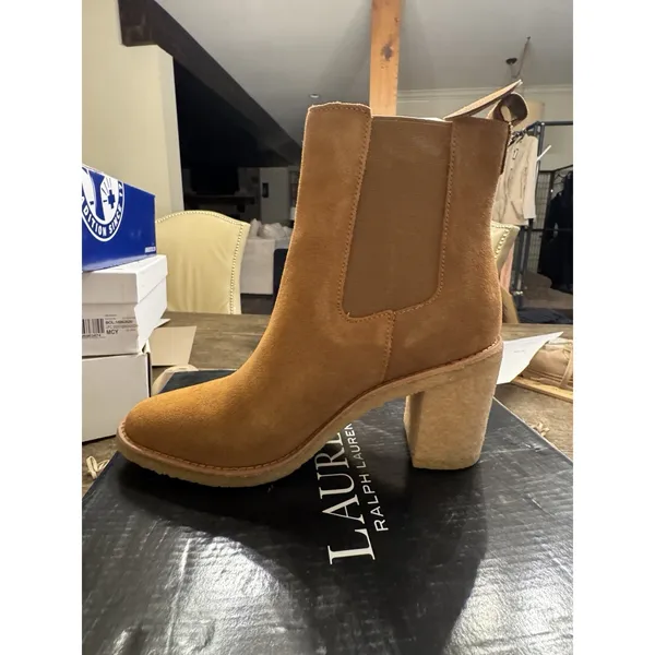 Ralph Lauren Marianna Bootie - Water Repellant Suede Brown Size 10 - Image 5