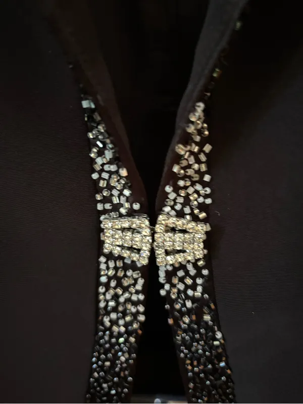 Classic Black Sleeveless Wedding Gown with Sparkle Trim - Image 13