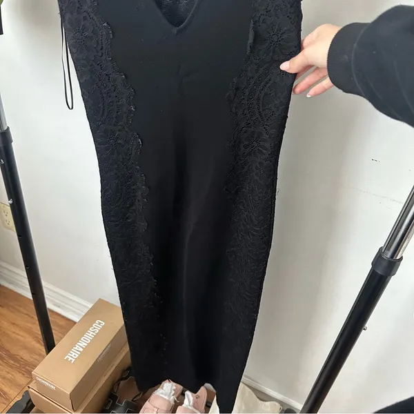 Zara Elegant Black Lace Dress - Image 3