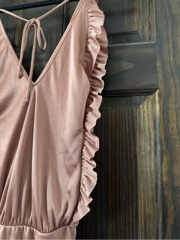 Charlotte Russe Satin Rose Pink Strappy Surplice Teddy Bodysuit - Image 5