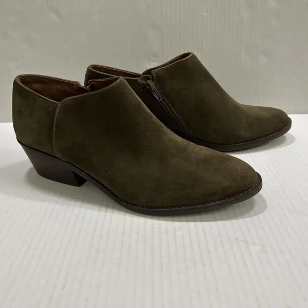 Lucky Brand Suede Bootie‎ Boots Womens 9 Green Ankle Zip Low Block Heel - Image 2