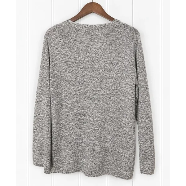 Calvin Klein Jeans Sweater Womens L Gray Marled V Neck Long Sleeve Pullover - Image 2
