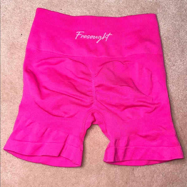 FRESOUGHT Workout GymButr Scrunch Tummy Control High Waisted Shorts Pink - Image 6