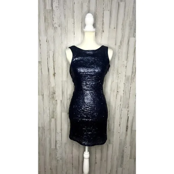 Lulus Women's Small Time to Shine Blue Sequin Bodycon Mini‎ Dress Party Cocktail - Image 7