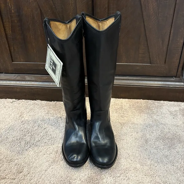 Frye Melissa Leather Knee High Riding Boots US Women's 5.5B Round Toe Logo - Image 3