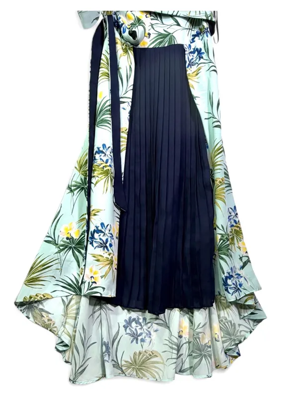 CUE & KBC collaboration Women’s V-Neck Tropical Georgette Hi-Lo Dress Size 10 - Image 9