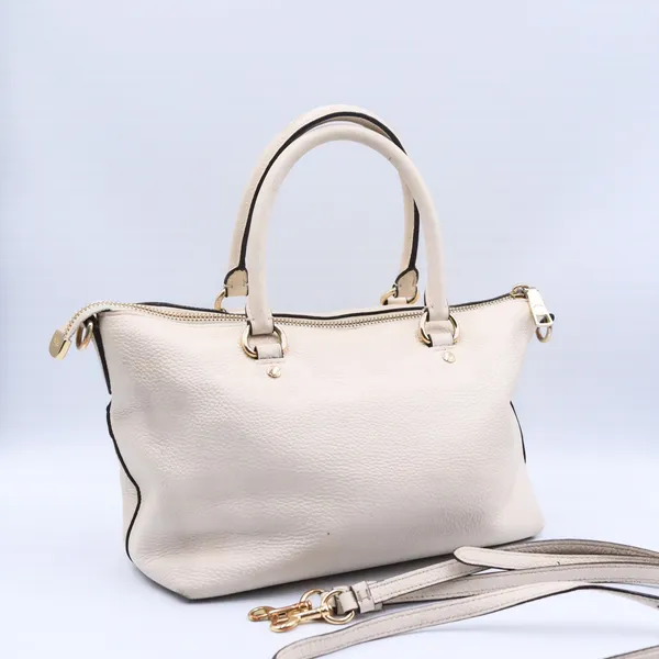 Coach Emma Satchel Women Small Cream Pebbled Leather Handbag F31466 Gold - Image 3