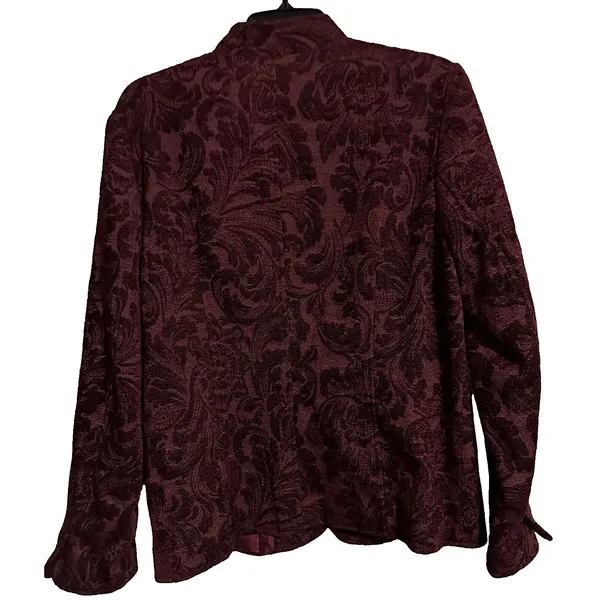 Coldwater Creek Jacket Maroon‎ Red Women Tapestry Button Up Long Sleeve SZ M - Image 8