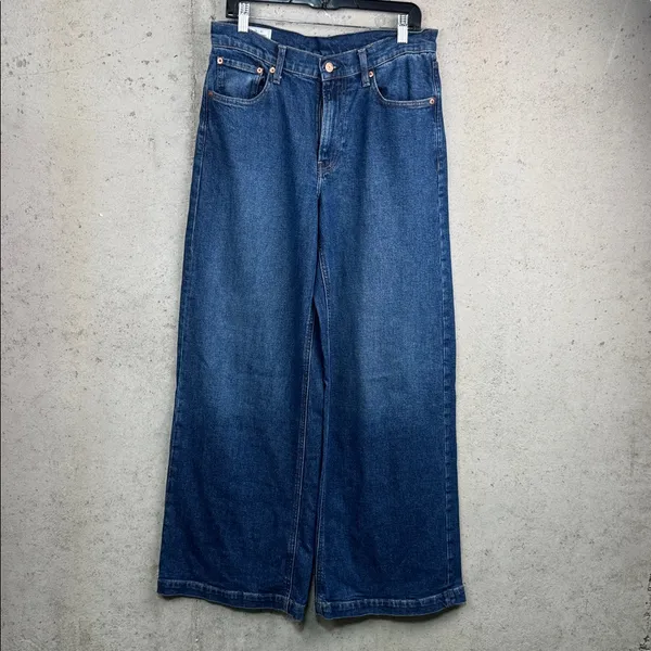 Gap High Rise Stride Wide-Leg Jeans Medium Wash 29 8R - Image 4