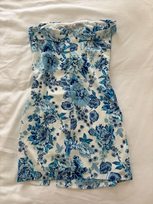 Blue Floral Mini Dress - Image 2
