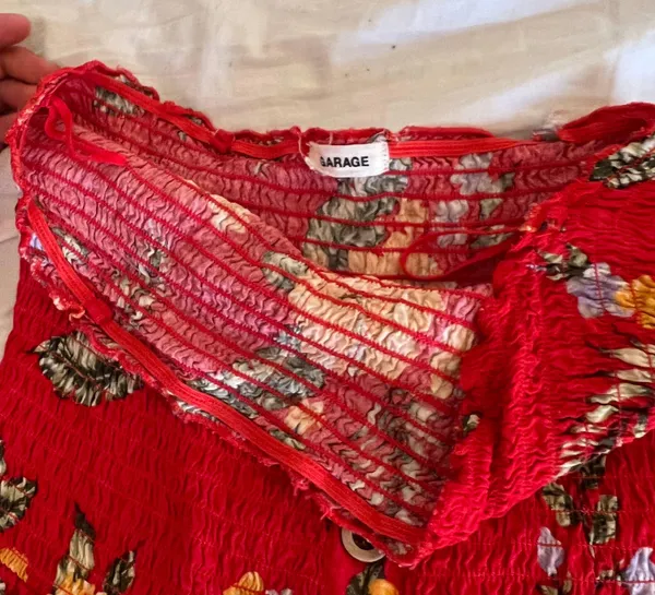 Garage Red Floral Strapless Romper - Image 6