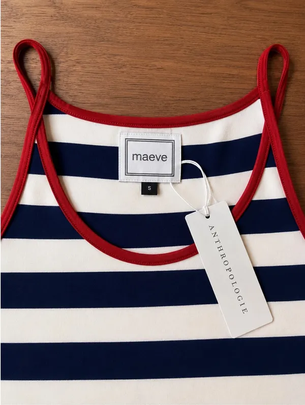 Maeve by Anthropologie Striped Midi Dress Sz S NWT Patriotic 4th of July Coastal - Image 7