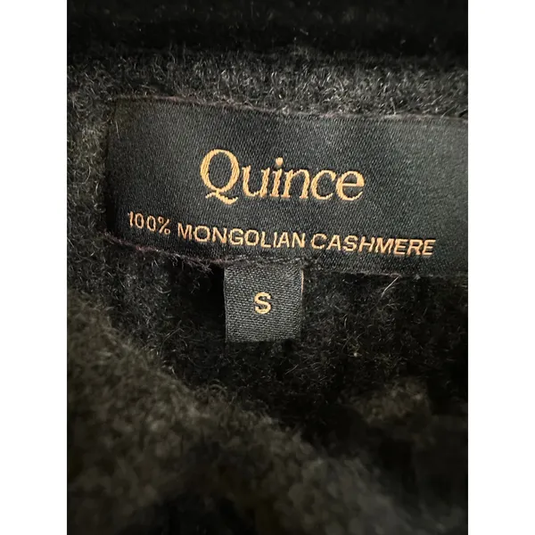 Quince Mongolian Cashmere Wide-Rib Collared Cardigan Heather Charcoal Size Small - Image 3