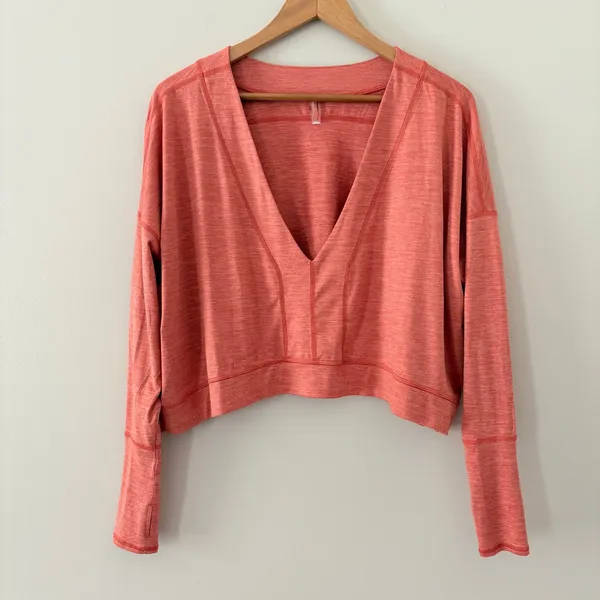 Free People Movement Fearless Top Small Orange Cropped Long Sleeve - Image 3