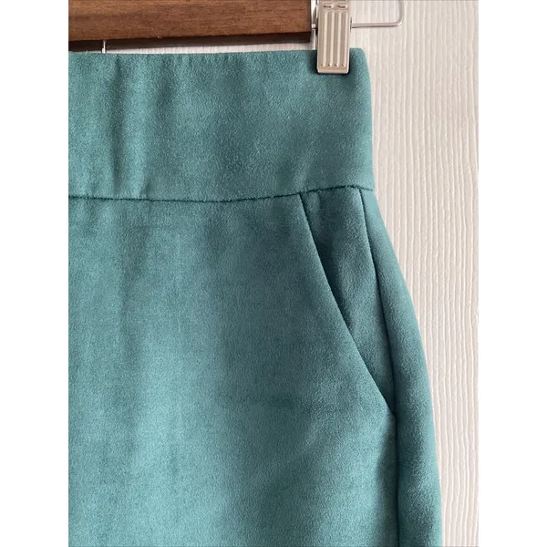 Azalea Wang Faux Suede Mini Skirt Womens‎ Size S Teal Green High Waist Pockets - Image 2
