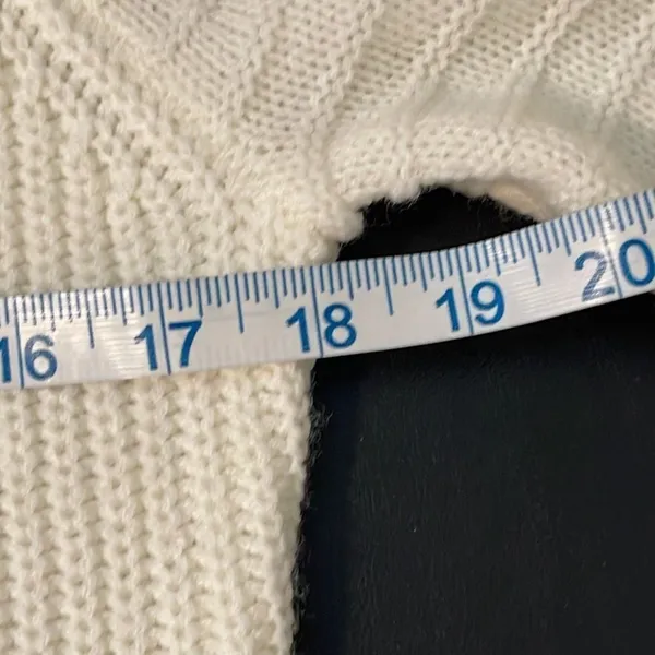 Venus Womens Mock Neck Acrylic Sweater Pullover Slit Rib Knit Cream Size Small‎ - Image 6