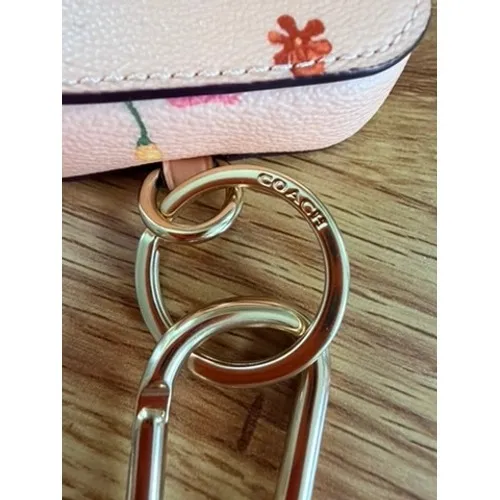 Coach Wildflower Print Leather AirPods Case Bag Charm Keychain Pink Floral Gold - Image 2