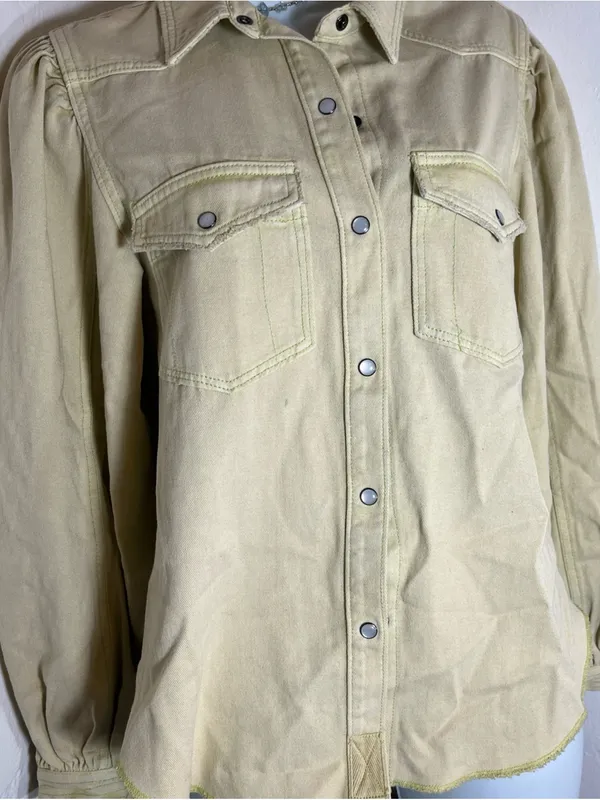 We The Free Pale Yellow Snap-Front Jean Jacket - Image 4