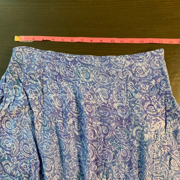 Very‎ Vineyard Skirt Blue Paisley Print Midi Elastic Waist Rayon Size L Martha's - Image 7
