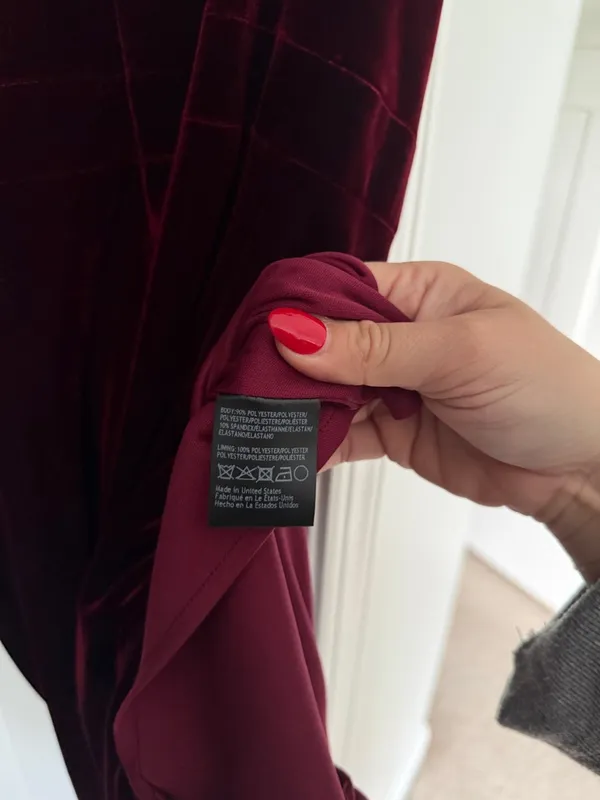 BHLDN Velvet Edison Off-Shoulder Dress‎ Deep Red Wine - Image 4